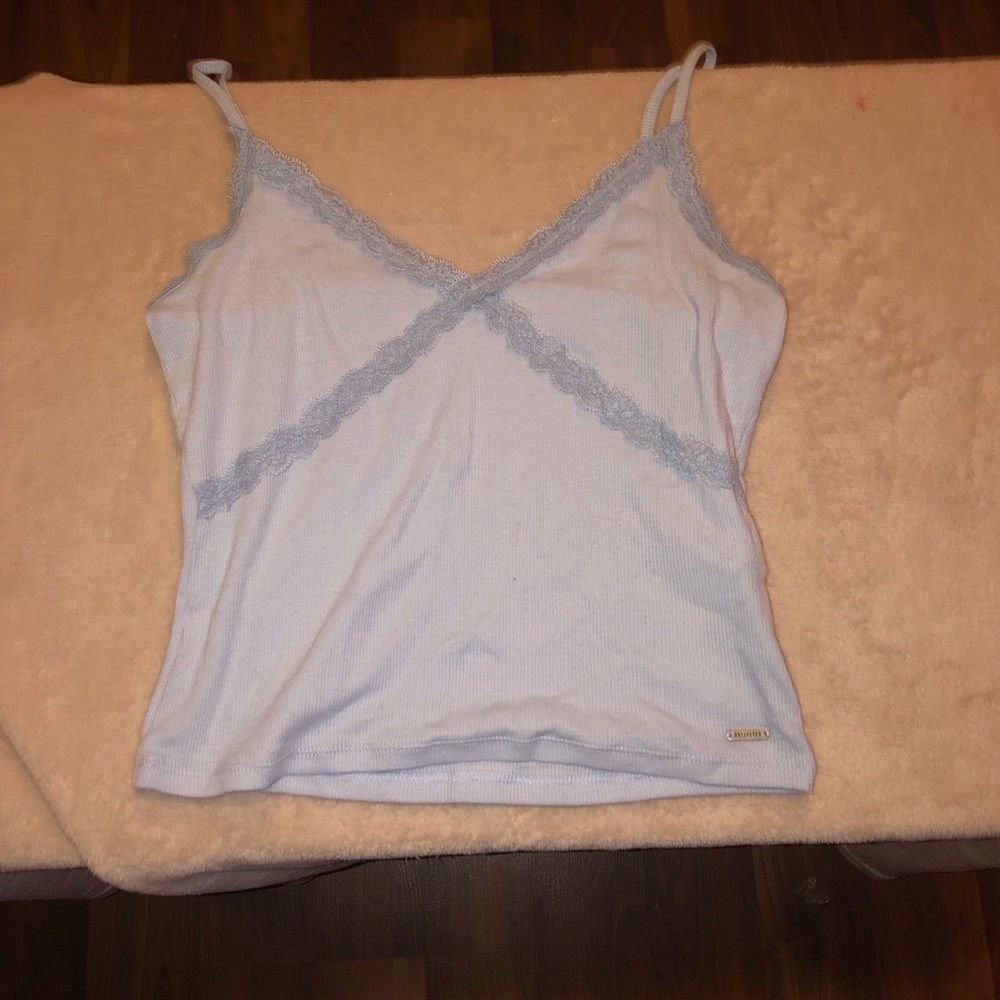 Baby Blue Lace Detail Tank Top